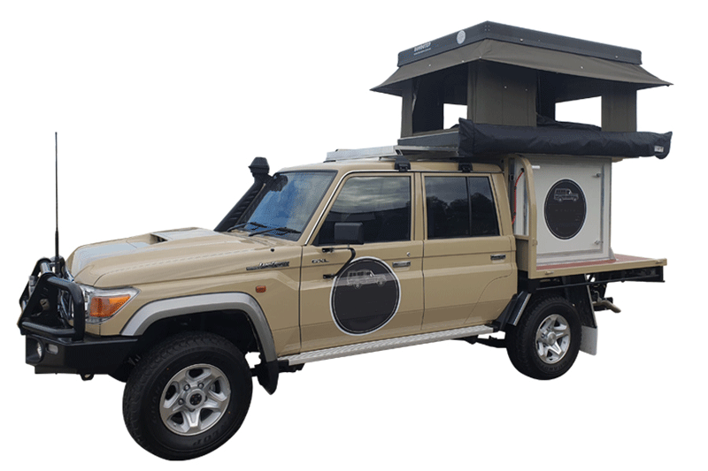 WAE 79 series 4wd landcruiser rooftop tent pod and canopy for 2 and ground tent 3 extra